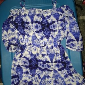 Blue tie dye romper